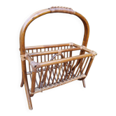 bamboo / rattan magazine rack, vintage, bohemian chic charm