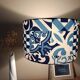 table lamp with a stem base and lampshade | handmade | blue/white tiles
