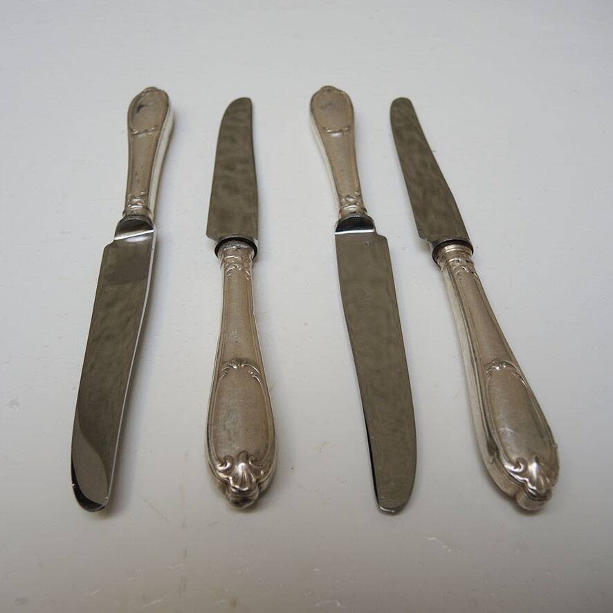 4 old stainless steel table knives by Grossmann