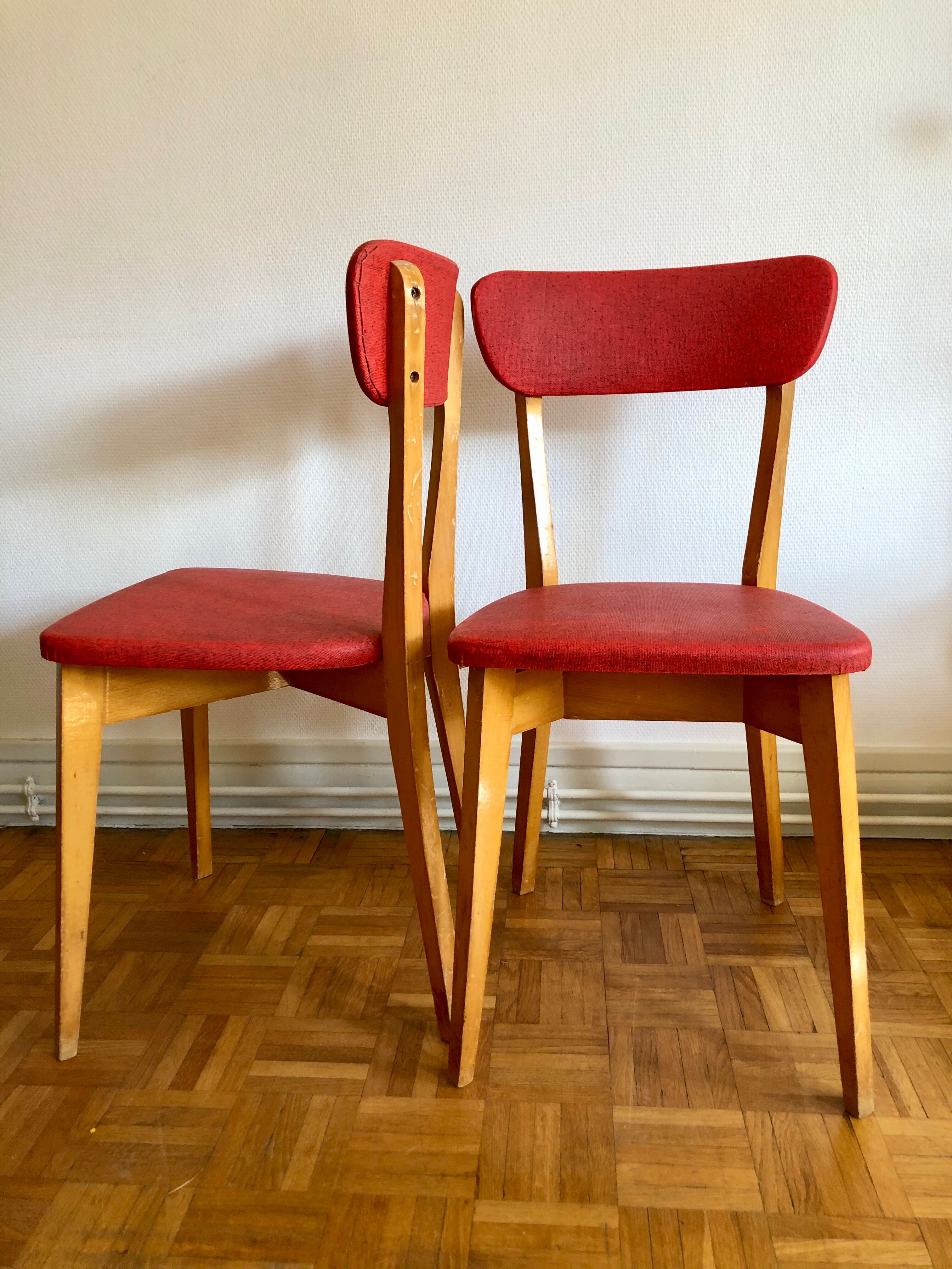 Pair of red bistro chairs