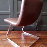 Designer leather and chrome chair 1970