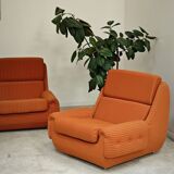 Complete orange salon JITONA in Atlantis Space Age style from the 1970s.