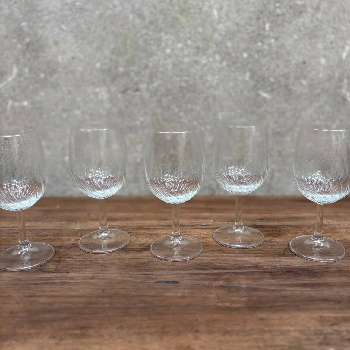 Set of water glasses on stems