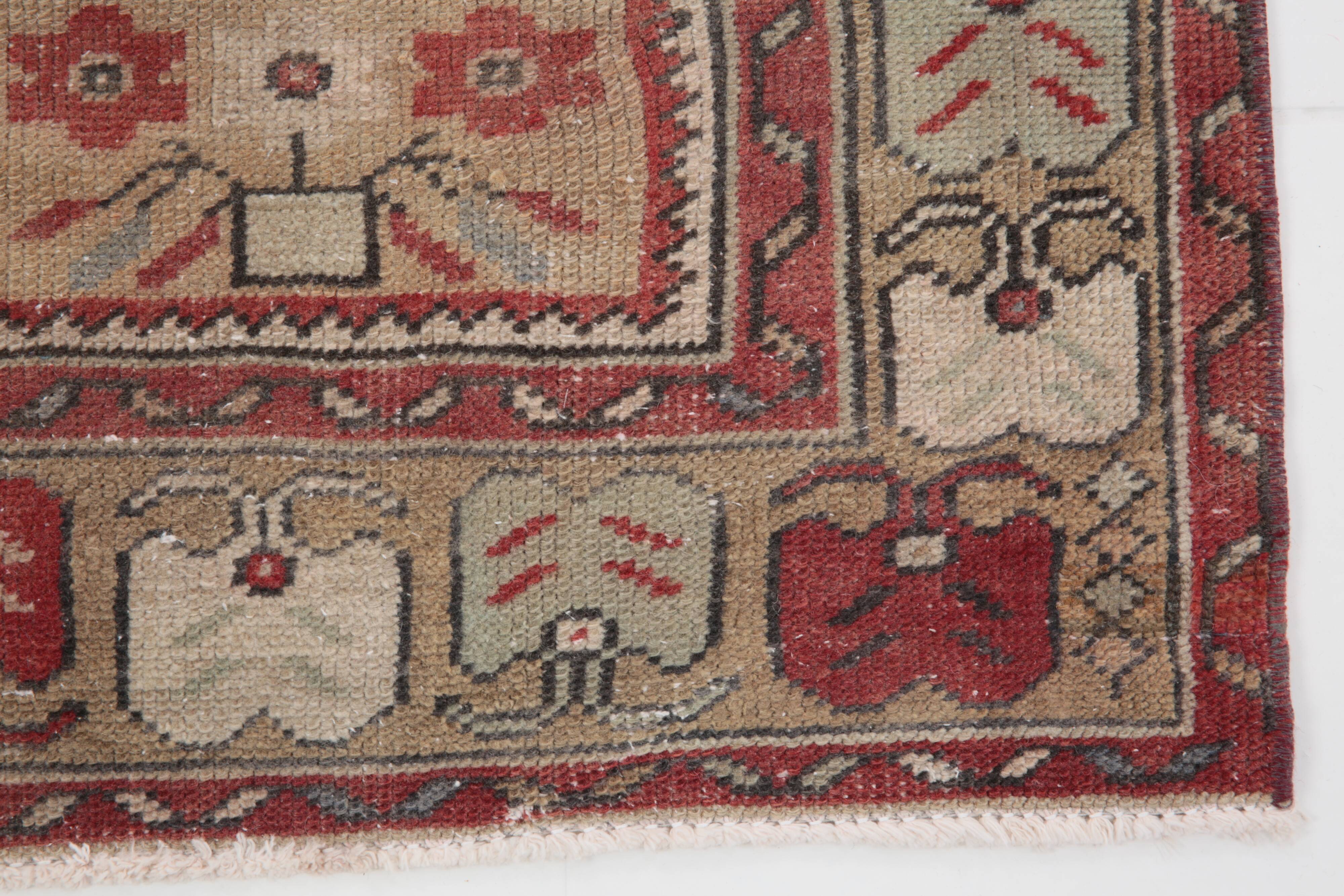 4x9 Rug For Entrway Red Classic Oriental Vintage Rug, 111x263Cm SK 3884