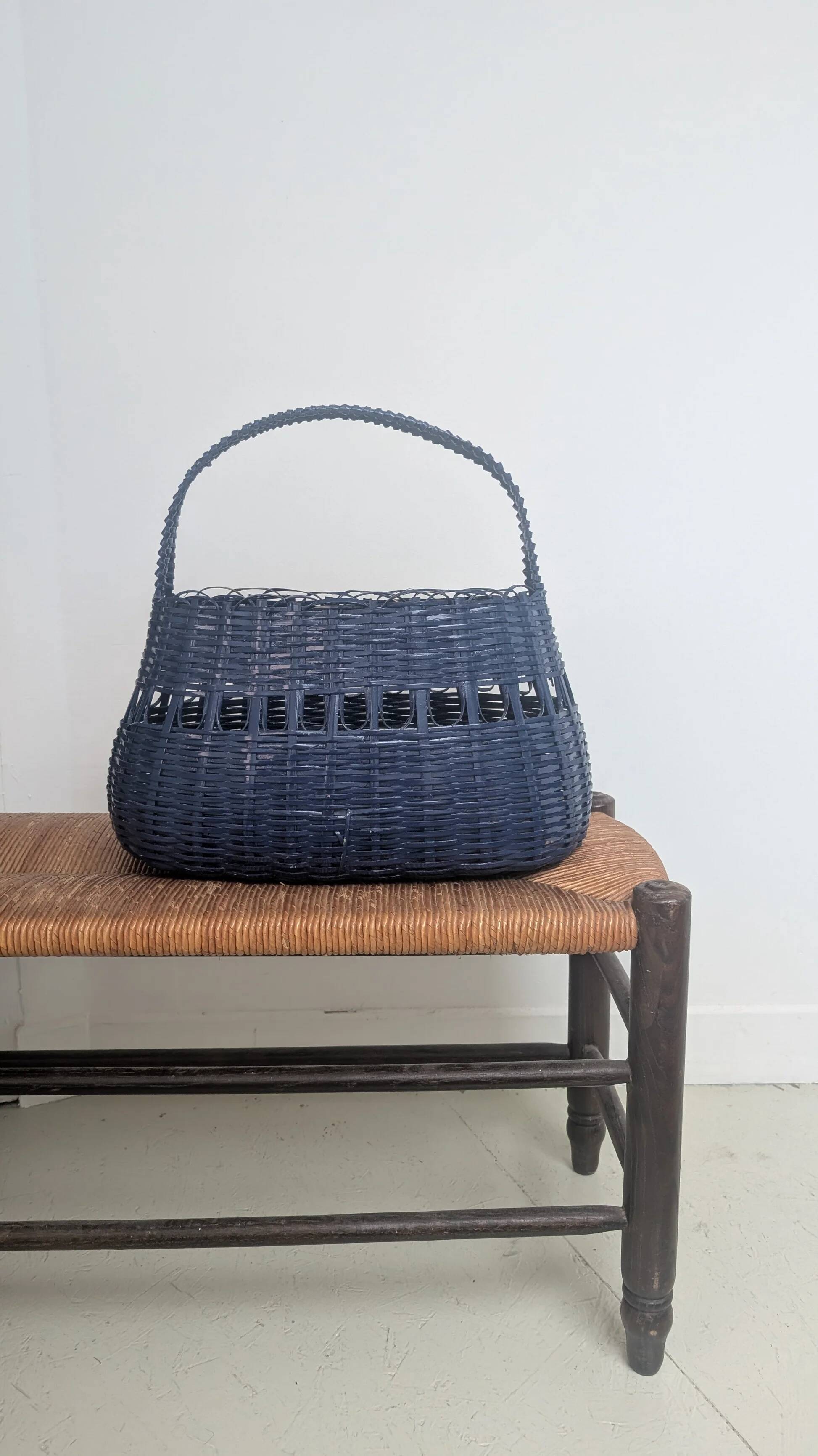 Blue wicker basket