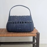 Blue wicker basket