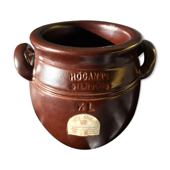 Pot Höganäs marron rustique en grès vintage scandinave Keramik Stoneware Sweden ½ L