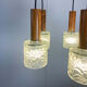5-bulb cascade lamp, rosewood, chrome and textured glass shades, 1960s