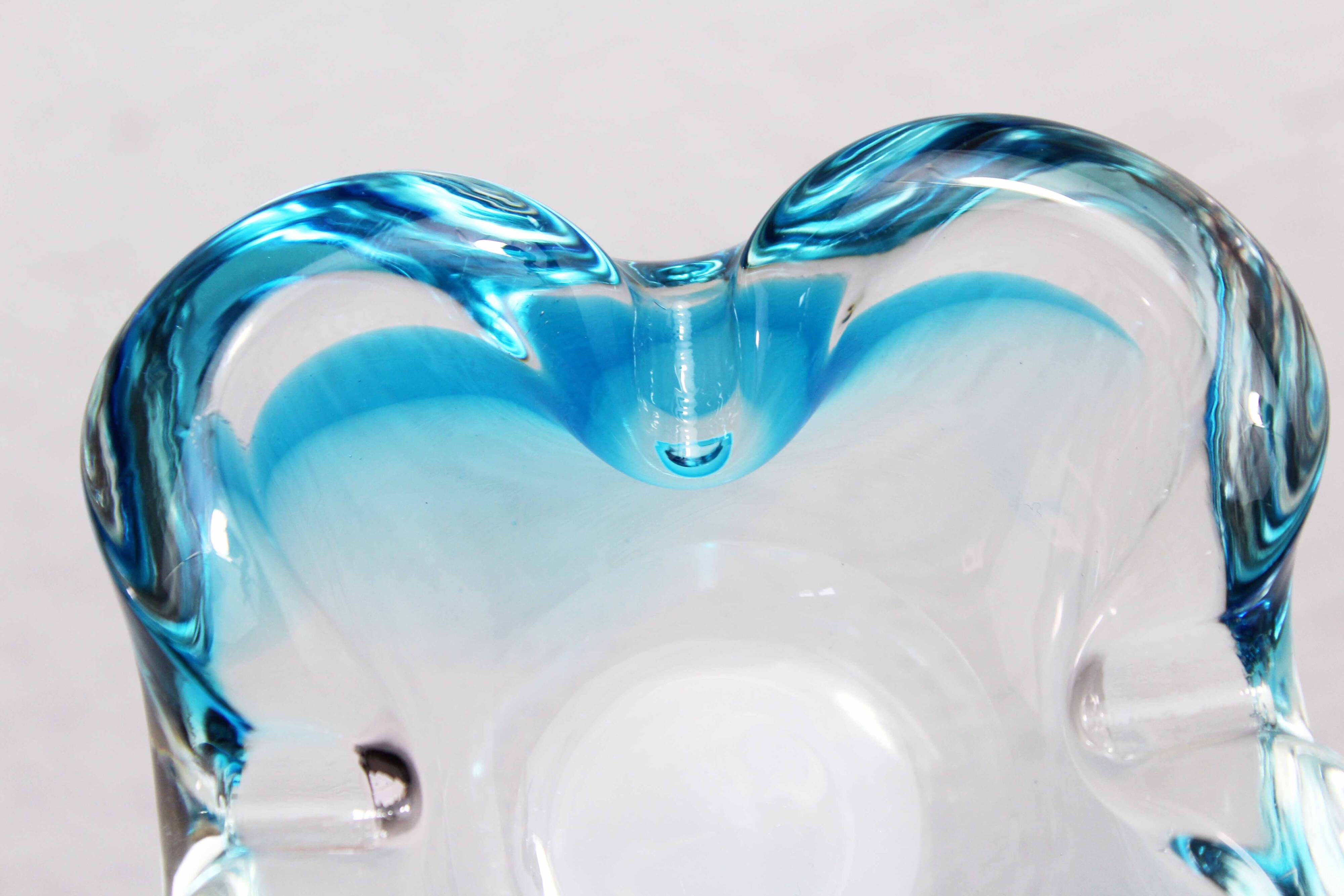 Blue Murano glass ashtray
