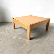 Modernist coffee table in solid pine with a reversible top, 1970s.