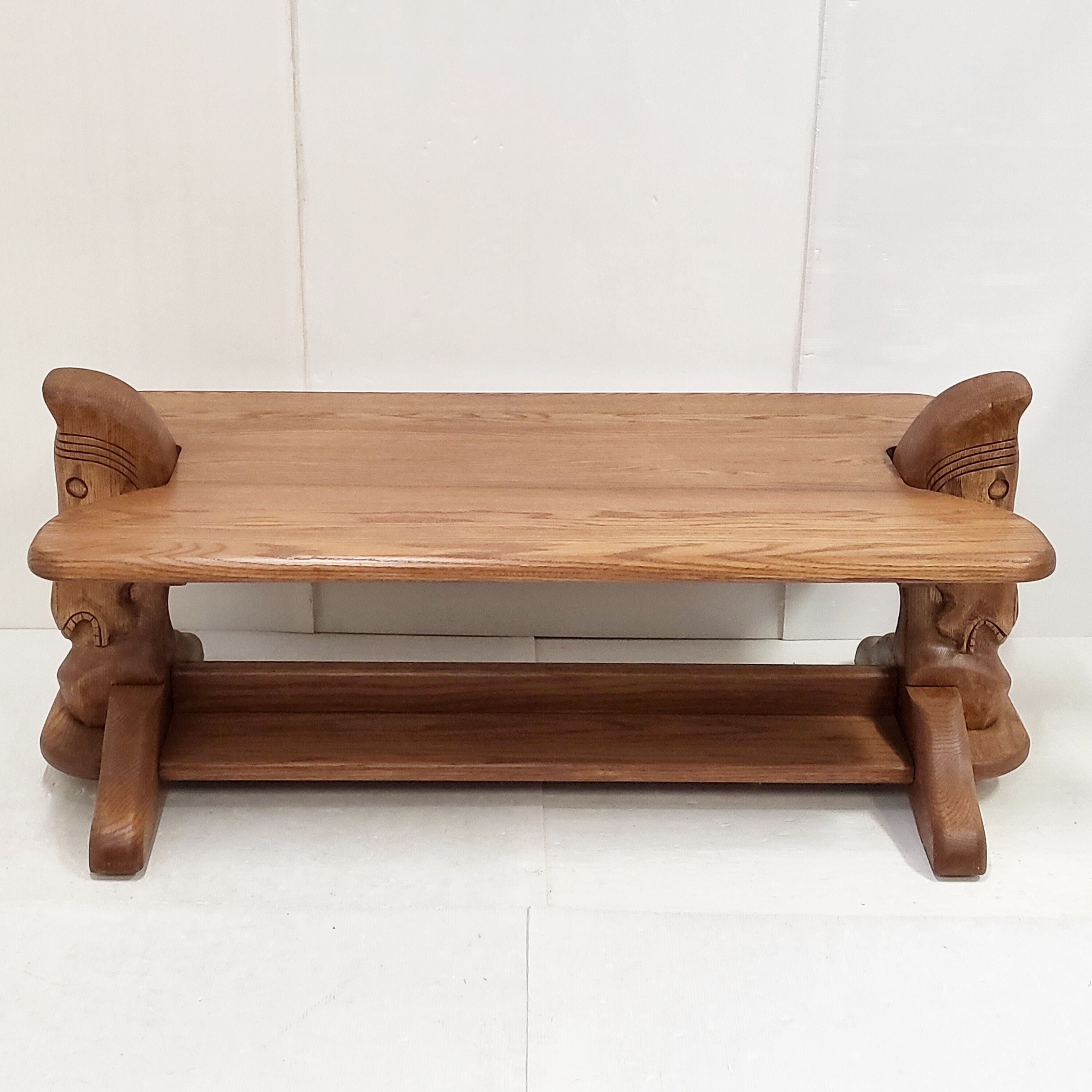 Vintage coffee table 1970 in solid oak