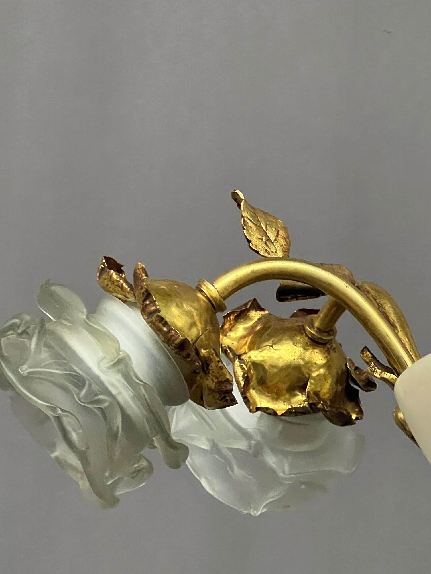 Art Deco chandelier. Marble, solid gilded bronze.