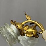 Art Deco chandelier. Marble, solid gilded bronze.