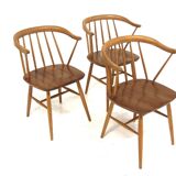 Set of 3 Scandinavian "Pinnstolar" chairs, Nesto, Nässjö, Sweden, 1960
