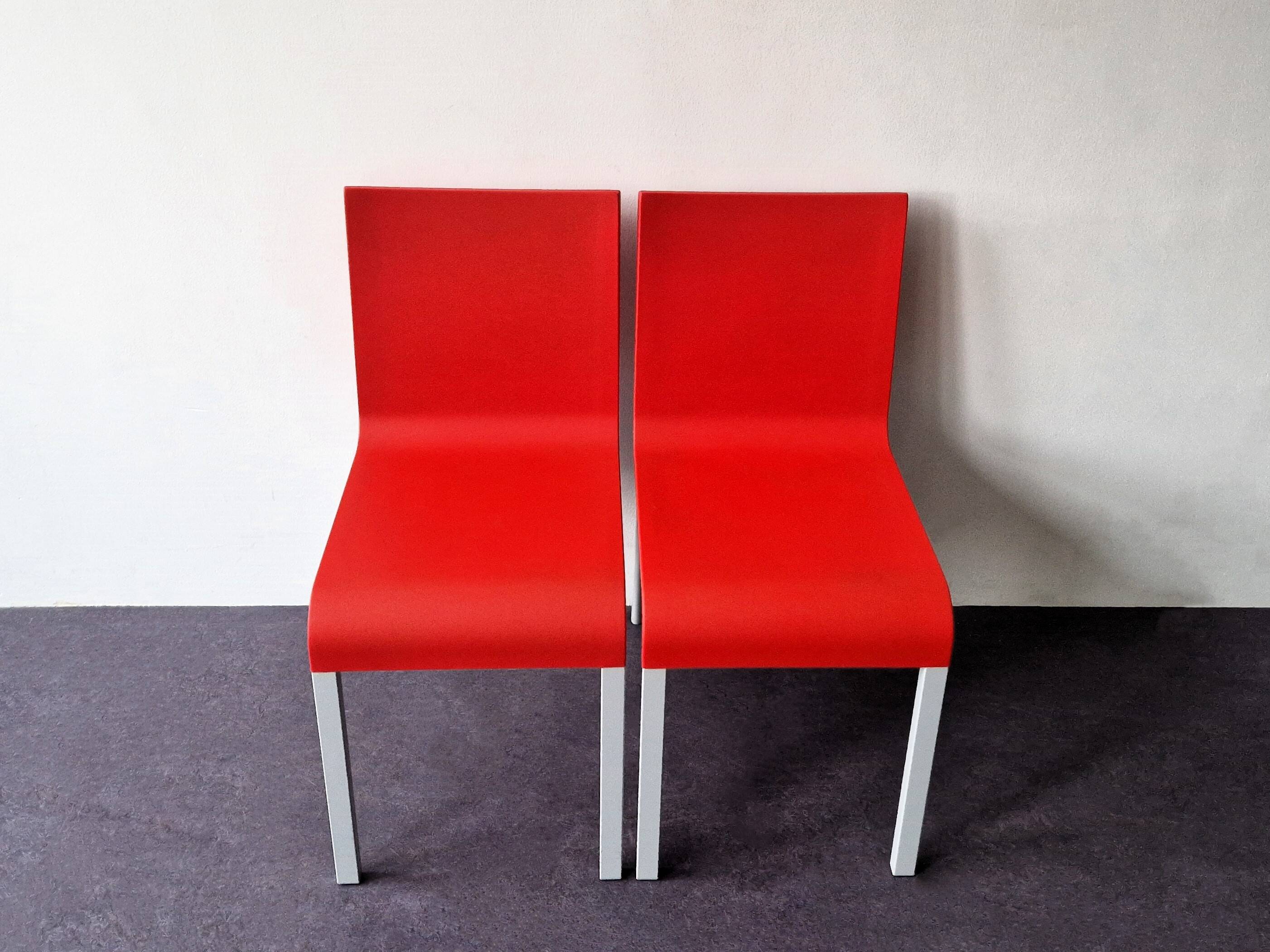 Ensemble de 2 chaises rouges .03 de Maarten van Severen pour Vitra, Suisse 1998