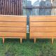 Vintage commodes (duo) in oak with 4 drawers.