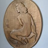 Bas-relief antique oval painting wall sculpture female nude