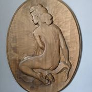 Bas-relief ovale ancien "Nu féminin"