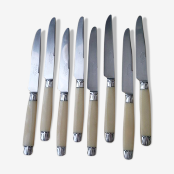 Set of 8 cheese knives or fruit Pradel Bovine Horn Thread