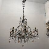 Lustre bronze cristal rose années 1950