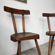 Pair of Savoyard tripod chairs, folk art, oak.