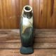 Old beige & green ceramic bottle + vintage handle