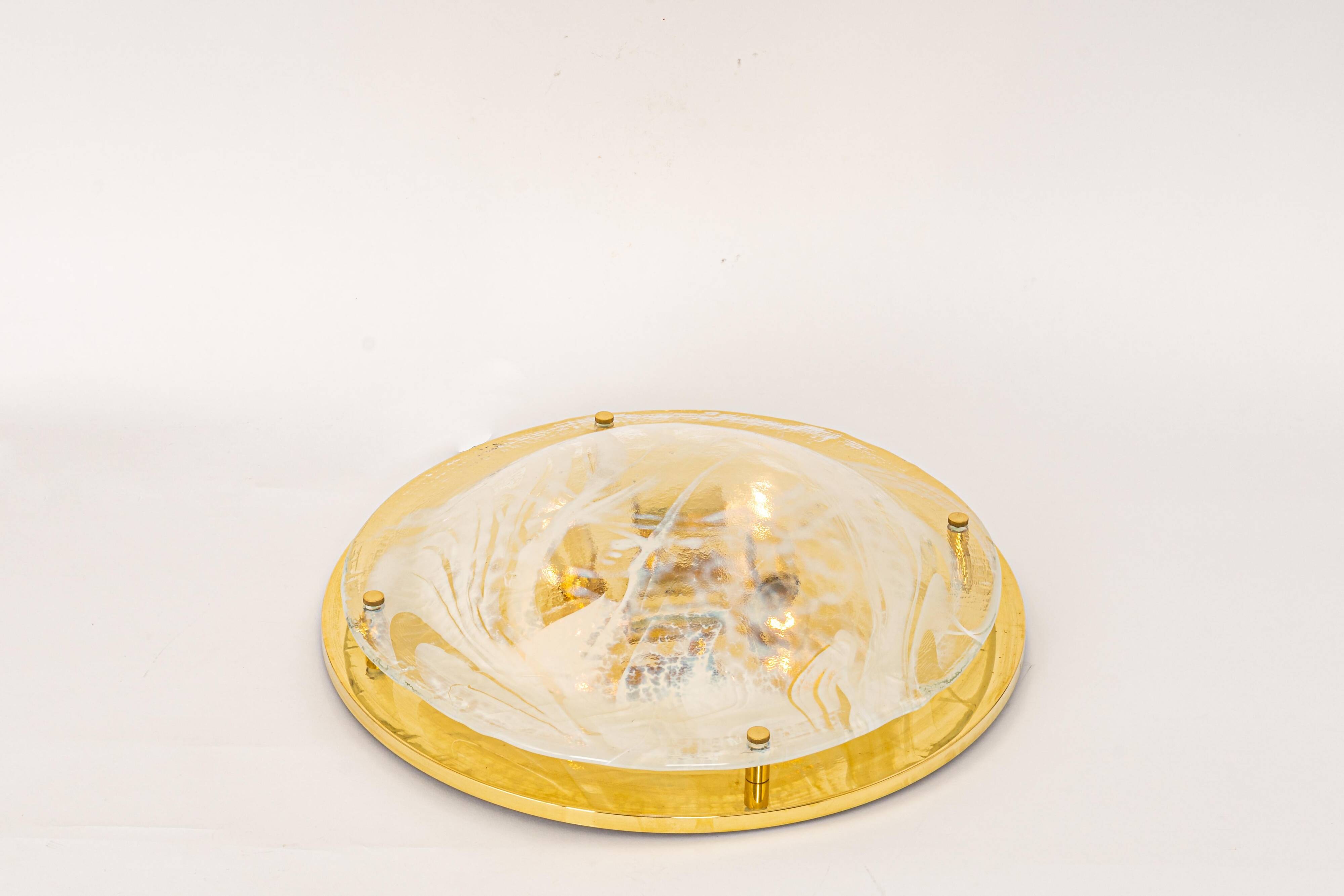 Large Murano brass wall lamp by Hillebrand, Germany, 1970s.