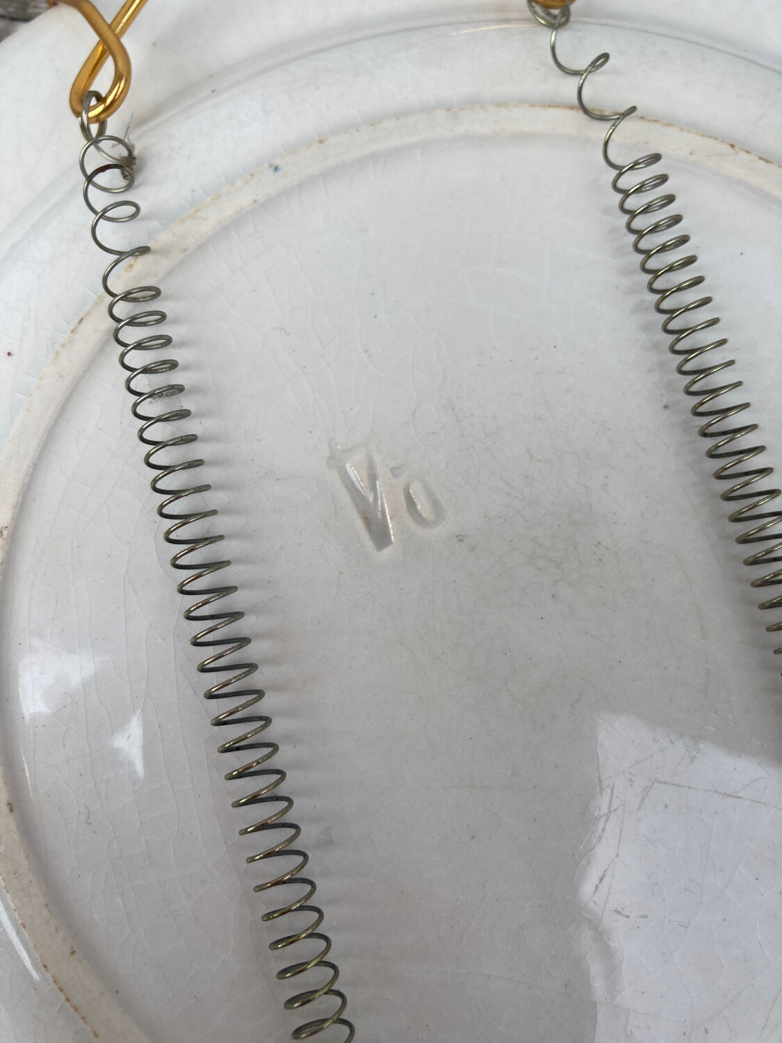 Iron earth plate Gien patterns seagulls and shell old mural