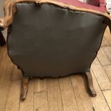 Paire de fauteuils cuir style Louis XV
