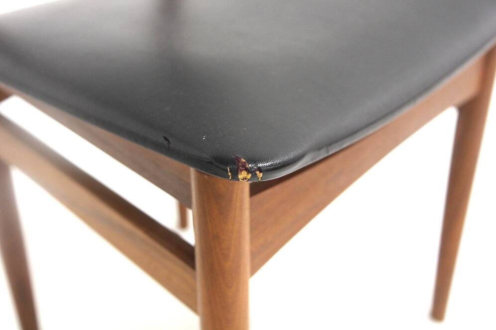 Set of 2 Scandinavian chairs in teak and imitation leather, Denmark, 1960