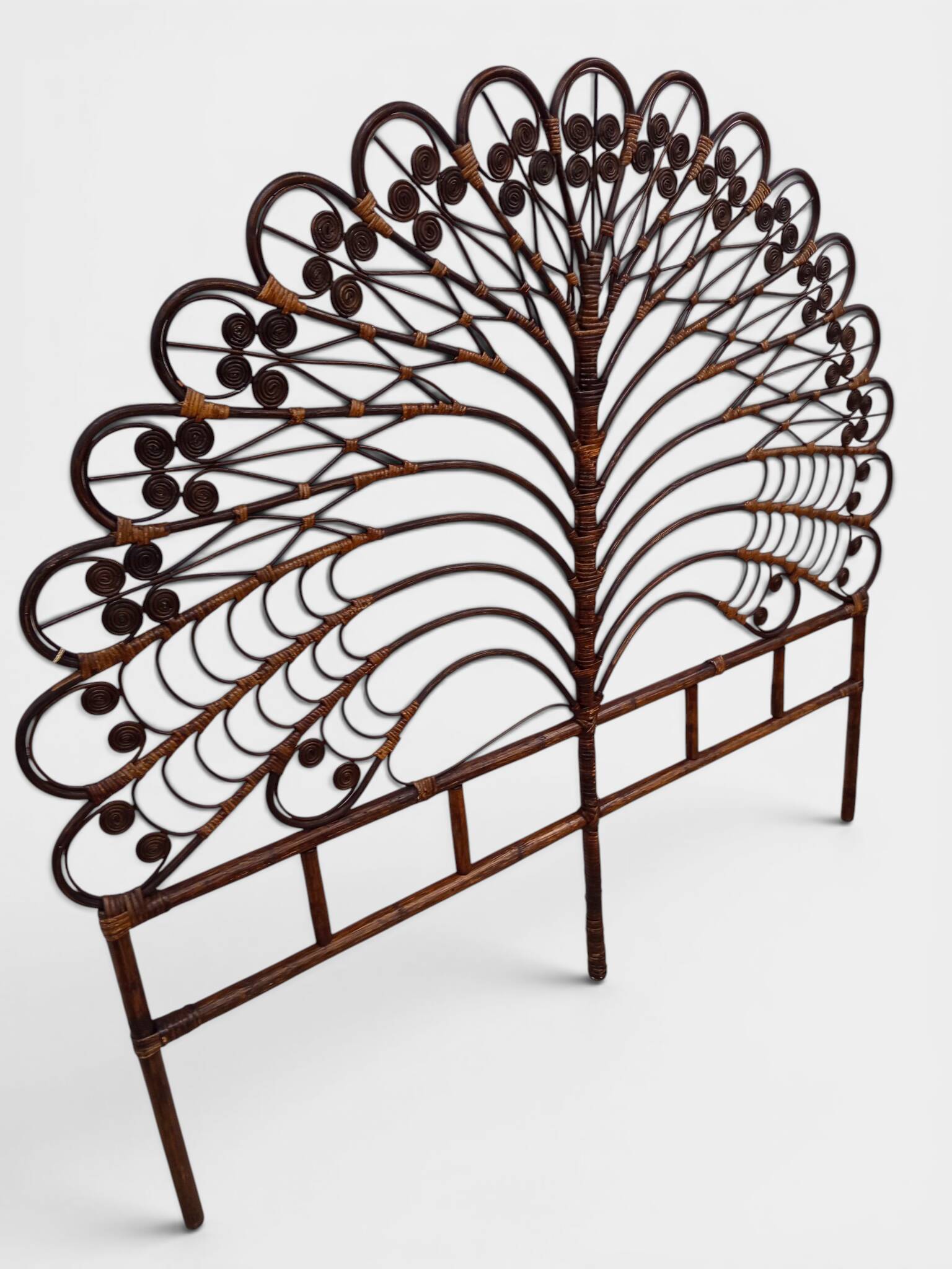 Large "Peacock" rattan headboard – Peacock model – France, 1970s