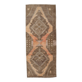 5x13 Tapis Couloir Anatolien Vintage, Tapis Turc Brun Taupe, 159x385 Cm