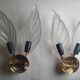 Pair of wall sconces with Italian leaf design in Barovier Murano style.
