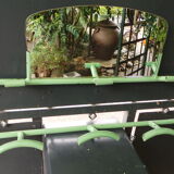 Portemanteau métal vert et son miroir ancien