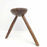 Brutalist tripod farm stool solid wood