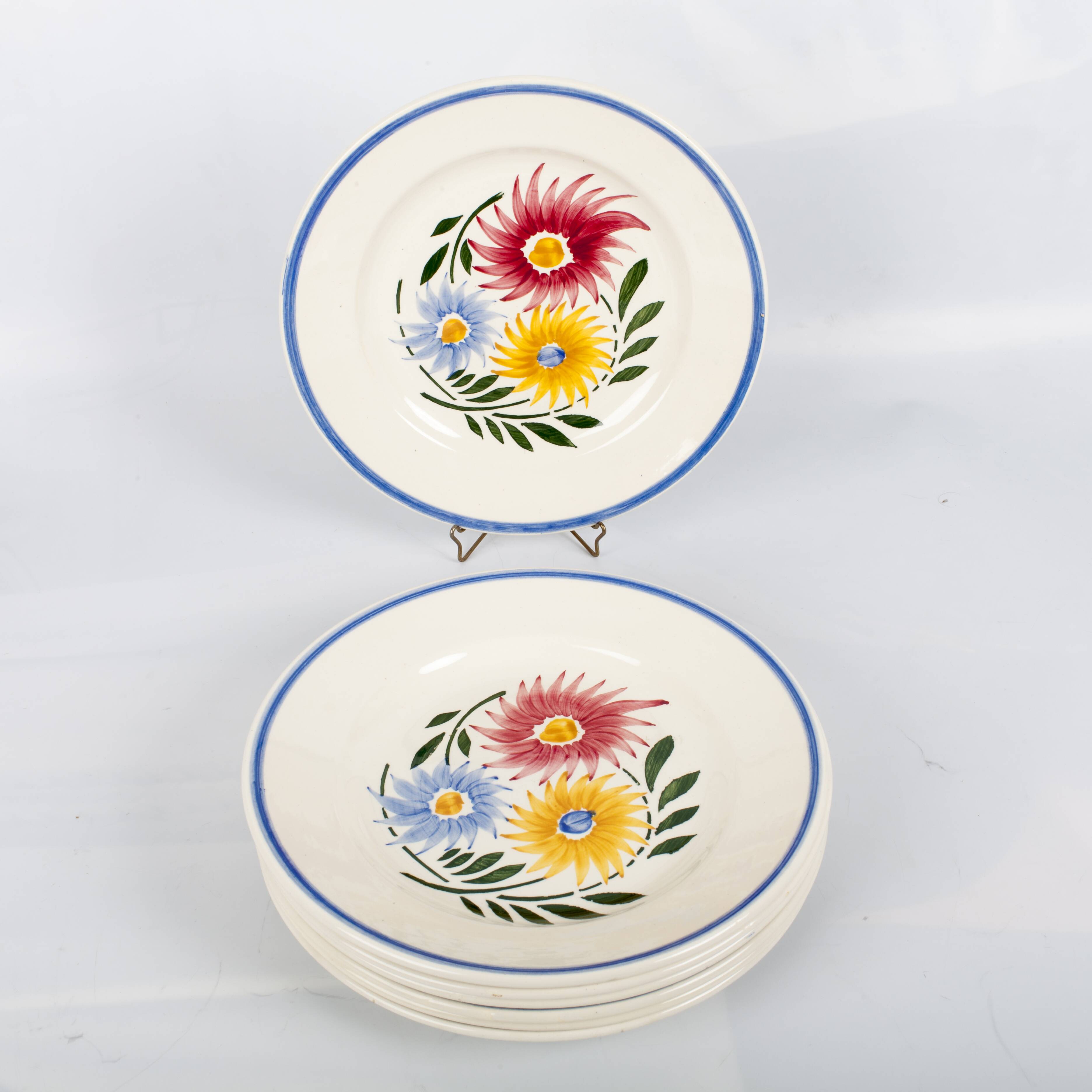 Lot of 7 plates Sarreguemines, model rustic. French Antique