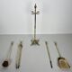Neoclassical Polished Brass Fire Set with Ring Tools