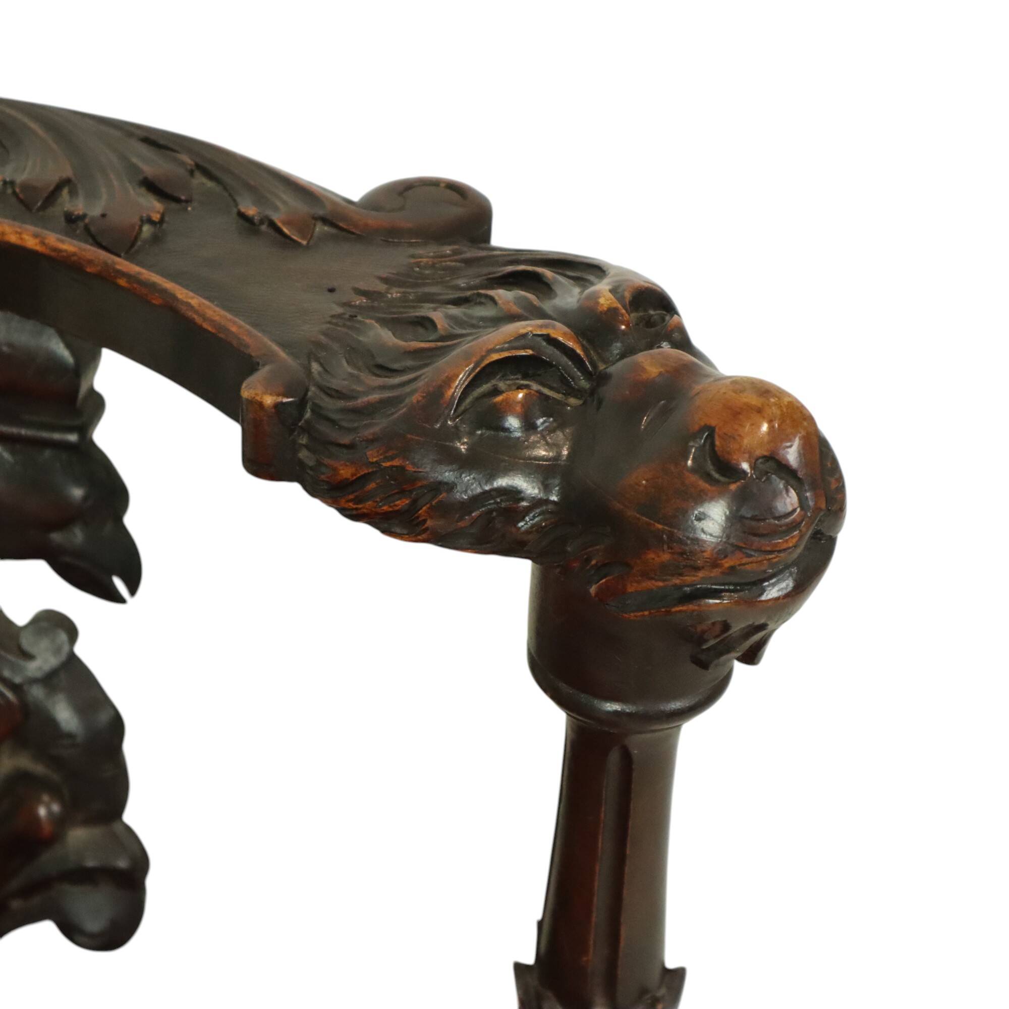 Antique Italian Oak Corner Chair Renaissance Style
