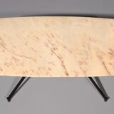 Table basse en marbre italien, style Gio Ponti, métal et laiton, années 1960