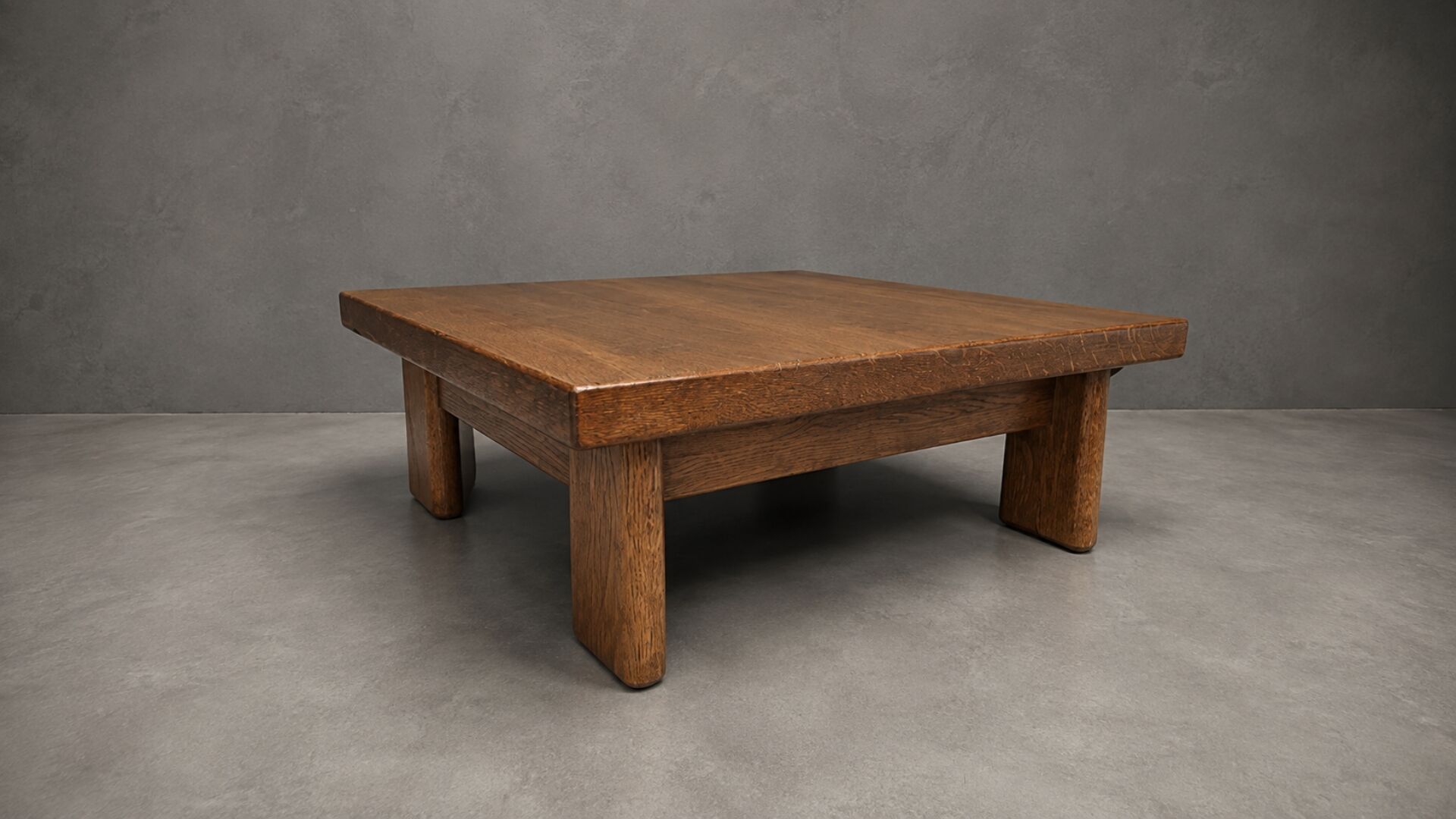 Brutalist coffee table / side table in oak – 1970s