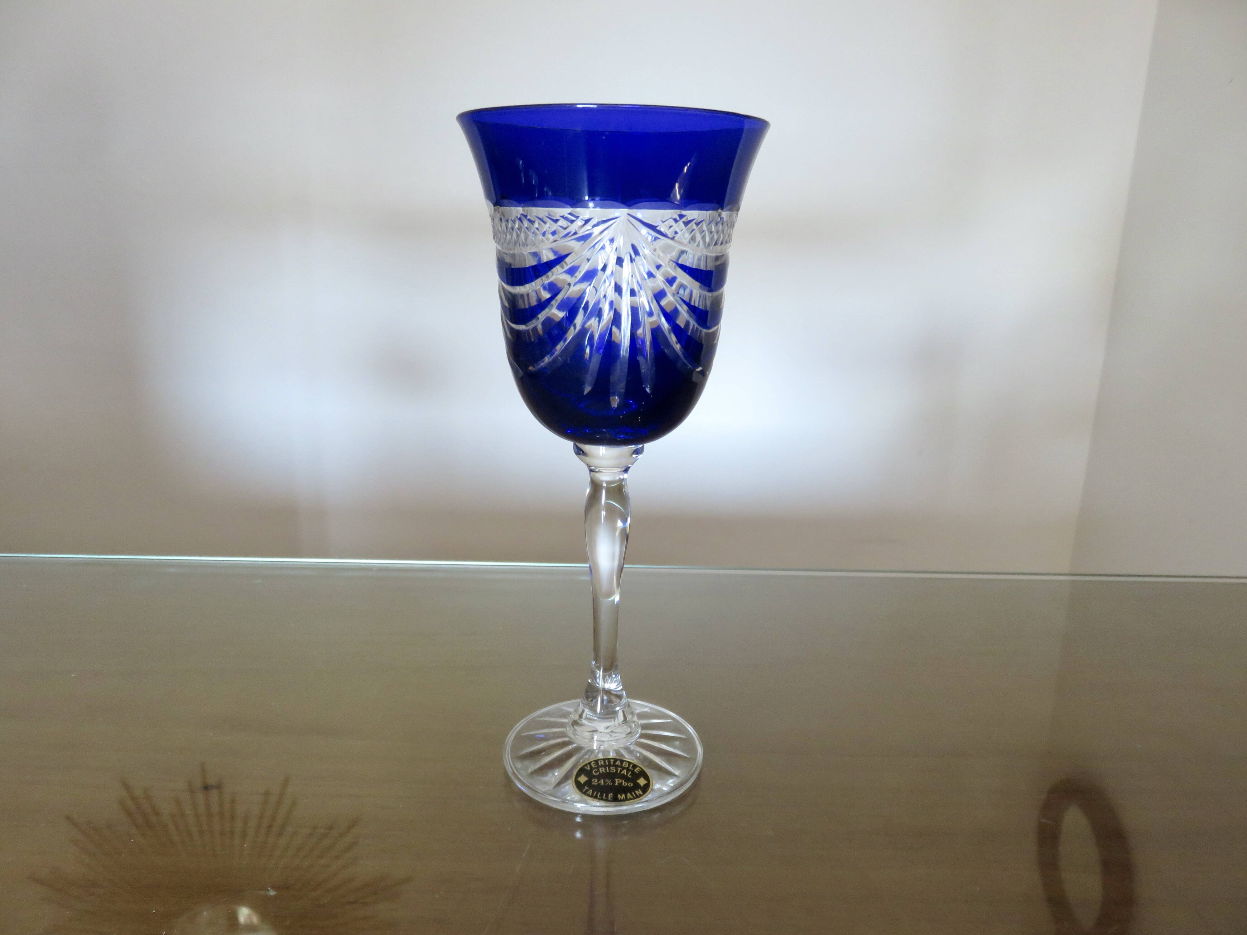 Service cristal couleur "Cristalleries de Lorraine" carafe et 5 verres
