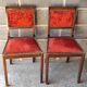 1890/1930 Pair of red velvet chairs / beech
