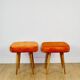 Orange square stool Vintage PRL 1970s
