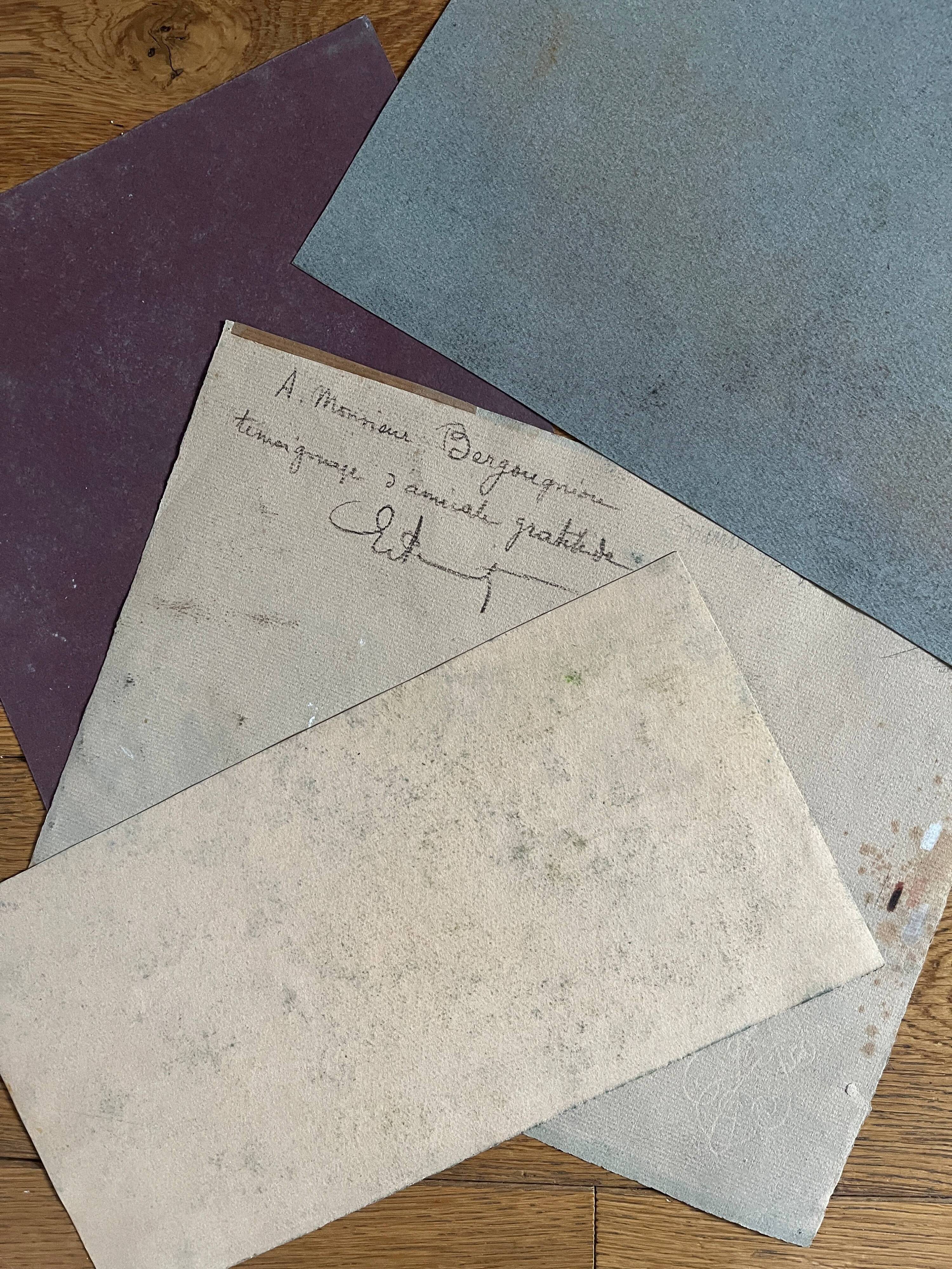 Paintings set of 4 drawings by Ed. Pannetier (1884-1965) Provence Côte d'Azur