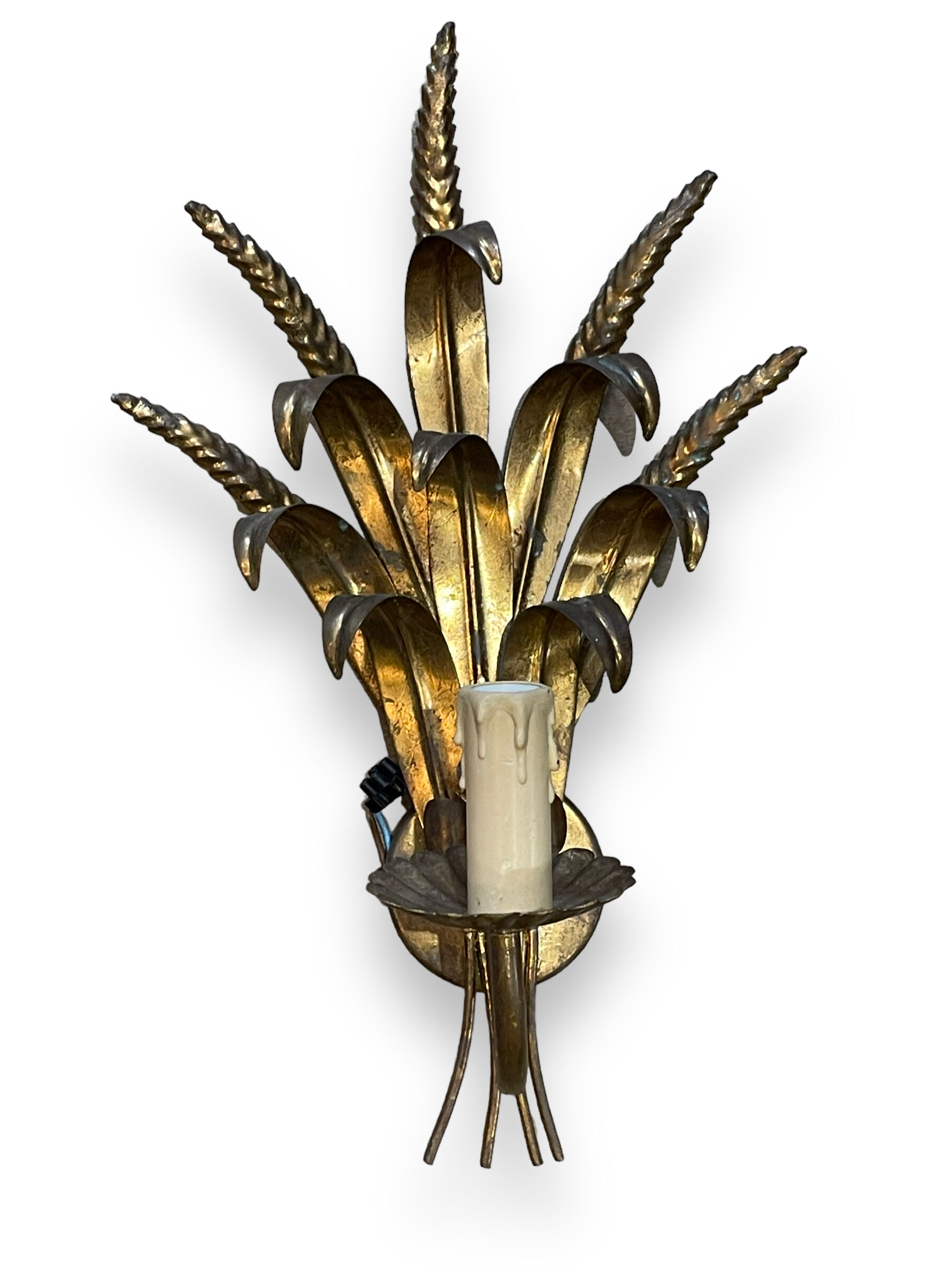 Pair of gilded metal wheat cob sonces