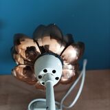 Bedside lamp patinated metal flower lotus copper