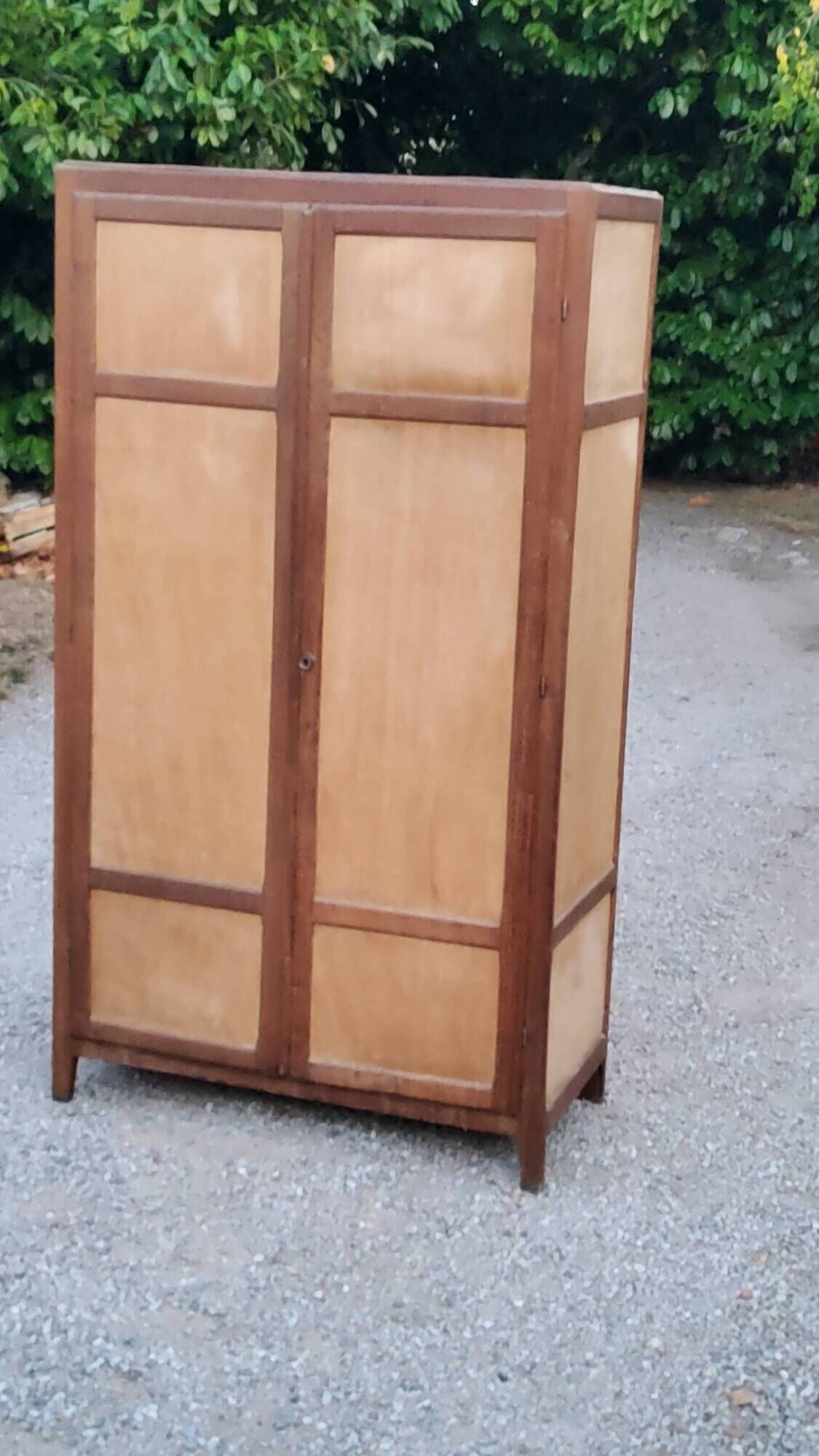 Parisian 2-door wardrobe in oak and poplar from the 1950s