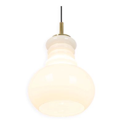 Grande suspension en verre opalin blanc par Peill Putzler, Allemagne, 1970