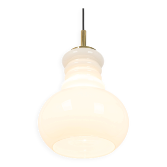Large white opaline glass pendant light by Peill Putzler, Germany, 1970.
