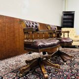 Set English Chesterfield Captain Chairs red Office chair